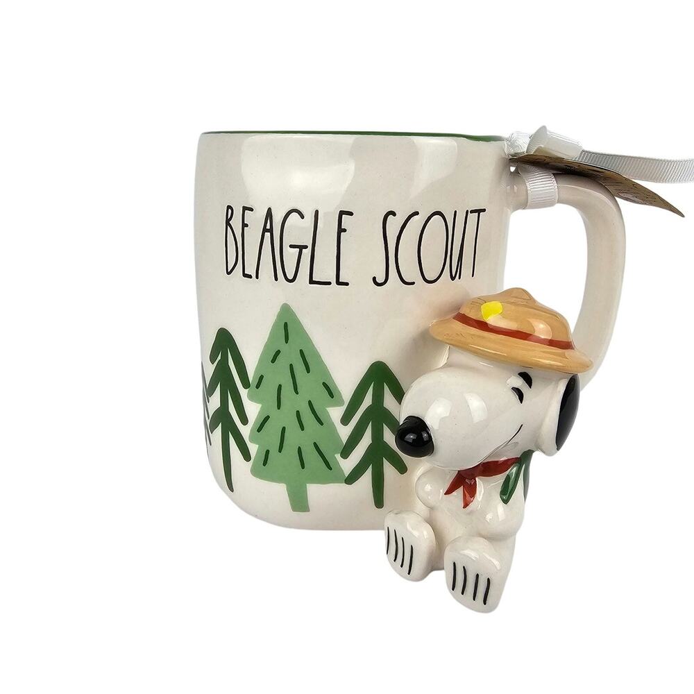 Rae Dunn Peanuts Snoopy Beagle Scout 50th Anniversary 3D Figure Mug